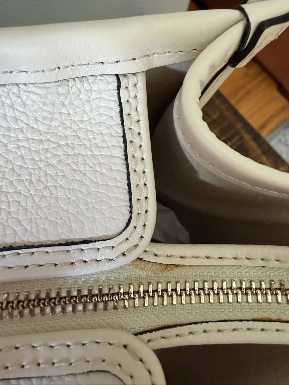 kate spade White Pebble Leather Logo Tote